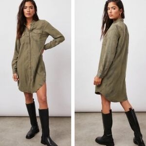 Rails Sandra Olive Black Tye Dye Button-Up Dress Shirt Lagenlook Small